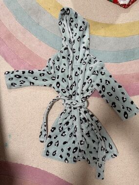 Hooded Leopard Print Plush Bathrobe - Mint